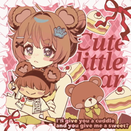 artist:yureichansub cake character:pawnii_chan flat_chest frills gif teddy_bear valentines_day // 1280x1280, 1s // 133KB