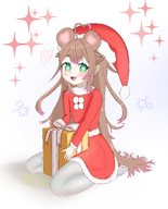 artist:funkydealer christmas flat_chest fullbody present santa_costume wariza // 2451x3034 // 2.7MB