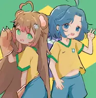 artist:cream brazil character:mitty flat_chest gloves soccer_uniform tummy_peek v // 1168x1199 // 164KB