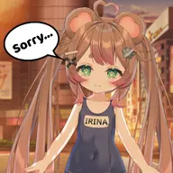 artist:irina_kumai crying flat_chest official_model swimsuit // 1080x1080 // 735KB