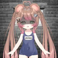 artist:irina_kumai disgust flat_chest jail official_model swimsuit // 1080x1080 // 642KB