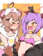 artist:alto_realize blush character:yumi_tomomi commission flat_chest kissing yuri // 2480x3228 // 604KB